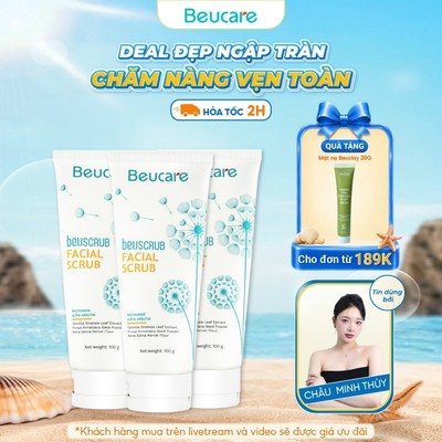 Combo 3 tẩy tế bào chết mặt BEUCARE trà xanh, tẩy da chết mặt ,thấm hút dầu thừa , làm sạch da, dưỡng ẩm, dưỡng sáng da