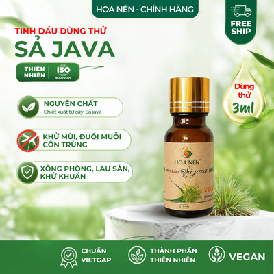 Tinh dầu Sả Java nguyên chất dùng thử 3ml - Hoa Nén - Khử mùi, đuổi muỗi