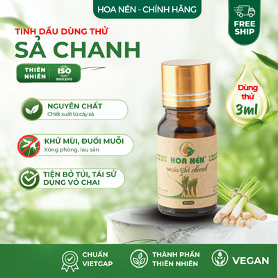 Tinh dầu Sả Chanh nguyên chất dùng thử - Hoa Nén -Khử mùi, đuổi muỗi - 3ml