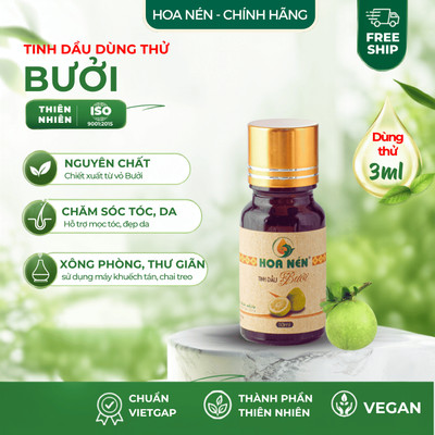 Tinh dầu Bưởi nguyên chất - Hoa Nén - Thơm dịu nhẹ, thư giãn, dưỡng tóc - Dùng thử 3ml