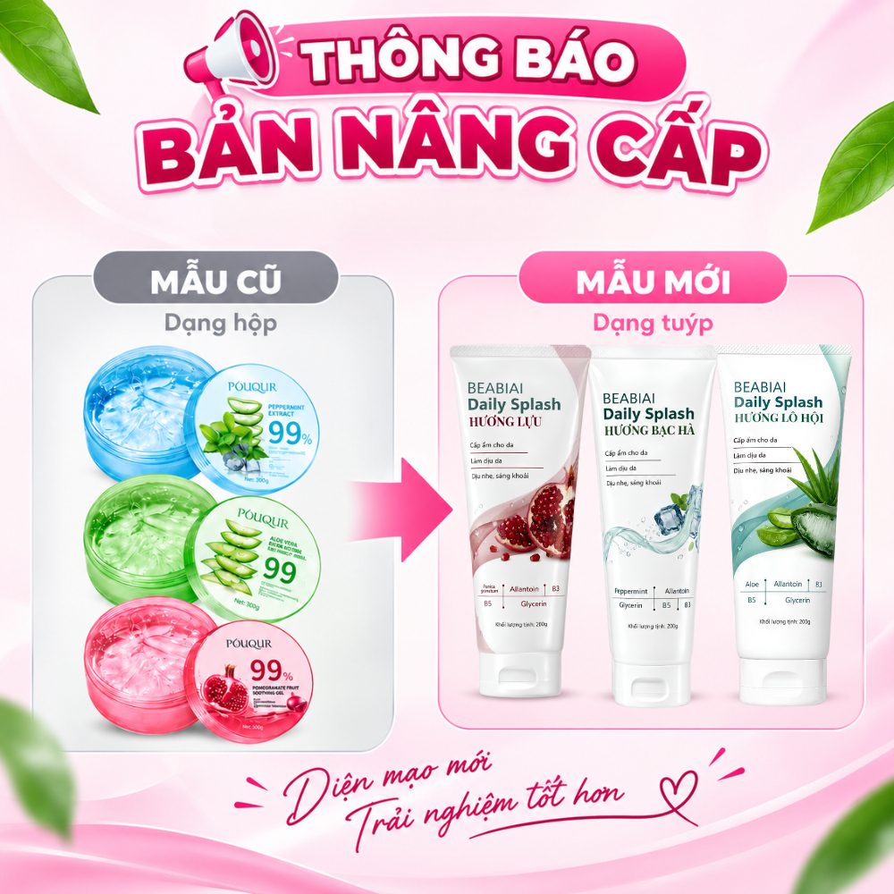 Ảnh 20 của Gel dưỡng nha đam BEABIAI DAILY SPLASH Cấp Ẩm, Làm Dịu, Làm Mát, Phục Hồi Da Hiệu Quả 200g