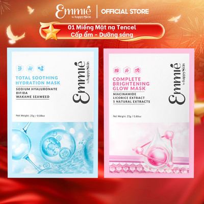 Mặt nạ sinh học Tencel Emmie Hỗ Trợ Dưỡng Sáng Cấp Ẩm Làm Dịu Da - Phiên Bản Nâng Cấp Có Màng Định Hình 1 Miếng