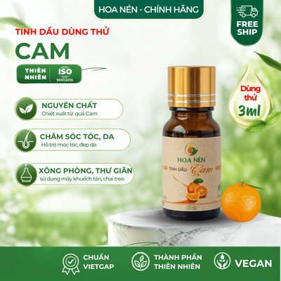 Tinh dầu Cam nguyên chất - Hoa Nén - Thơm dịu ngọt, thư giãn - Dùng thử 3ml