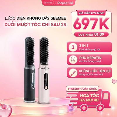 [GIÁ 677K TẠI LIVE SHOP] Lược điện không dây SeeMee chăm sóc tóc suôn mượt tạo kiểu, uốn tóc vào nếp nhanh, LIS