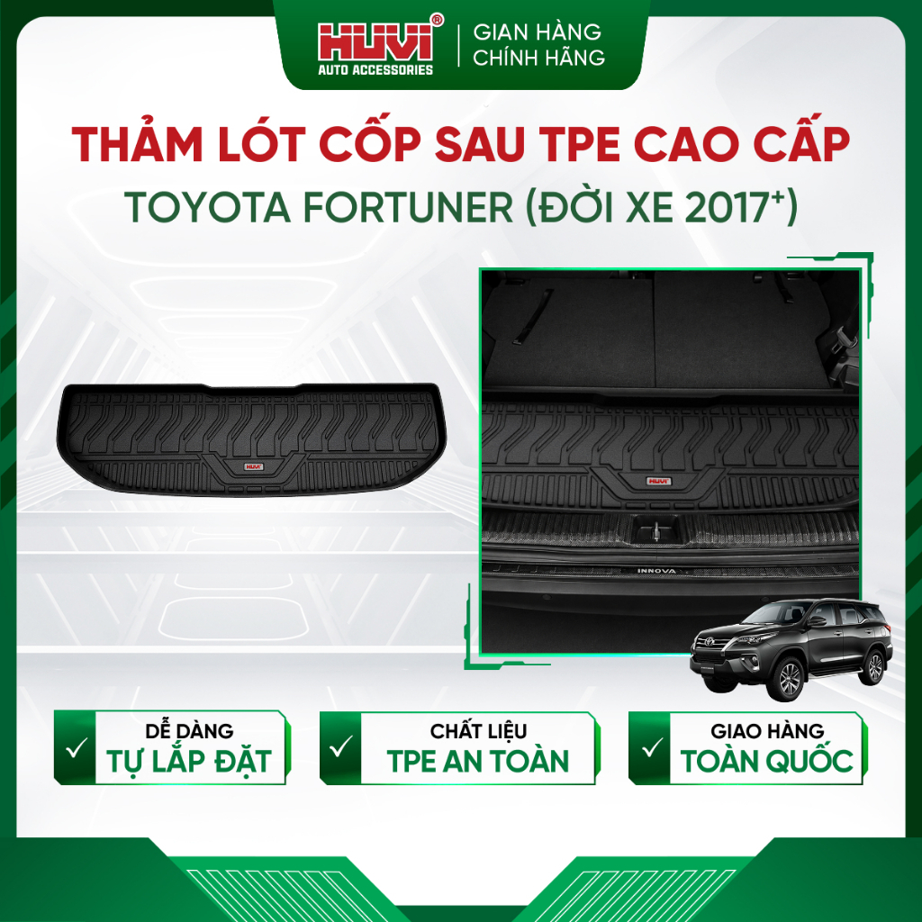 Thảm lót cốp ô tô Toyota Fortuner 2017-2022 bảo vệ khoan cốp Huvi