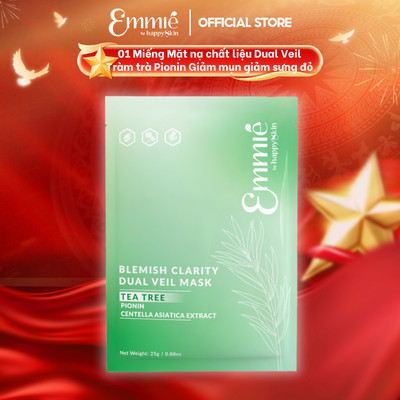 Mặt nạ tràm trà Emmie Giảm Mụn Sưng Đỏ Mặt Nạ Cho Da Dầu Mụn Hiệu Quả - Chất Liệu Mặt Nạ Lụa Mềm Mại 1 Miếng