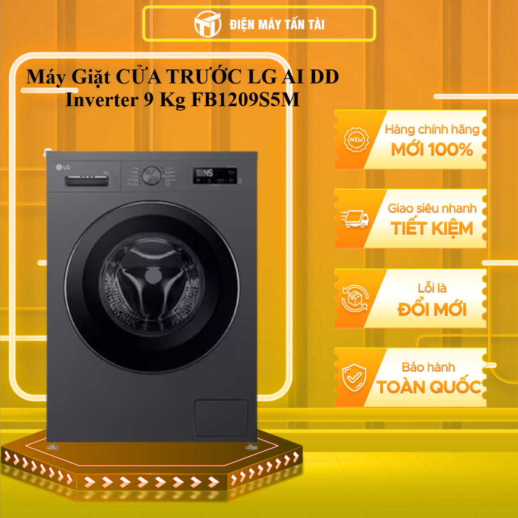 (TOÀN QUỐC) - FB1209S5M - Máy Giặt CỬA TRƯỚC LG AI DD Inverter 9 Kg FB1209S5M