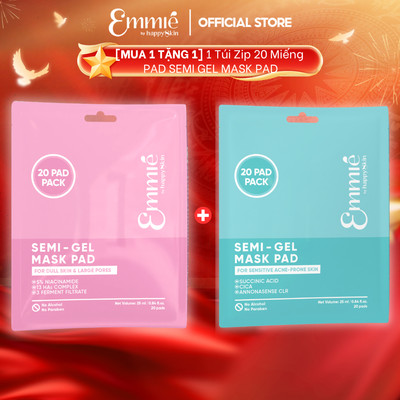 Toner pad dưỡng da Emmie by Happy Skin 5% Nia Sáng Da Mờ Thâm Cica Dịu Da Mụn Chất liệu Semi Gel Túi Zip Tiện Lợi