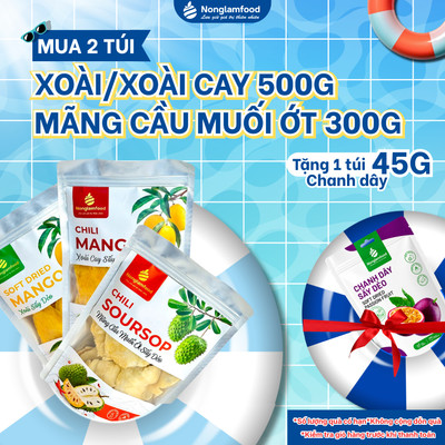Mãng Cầu Sấy Muối Ớt NONGLAMFOOD Loại 1 Chuẩn Xuất Khẩu Chua Cay Cực Cuốn Ăn Vặt Tiện Lợi Túi 300g