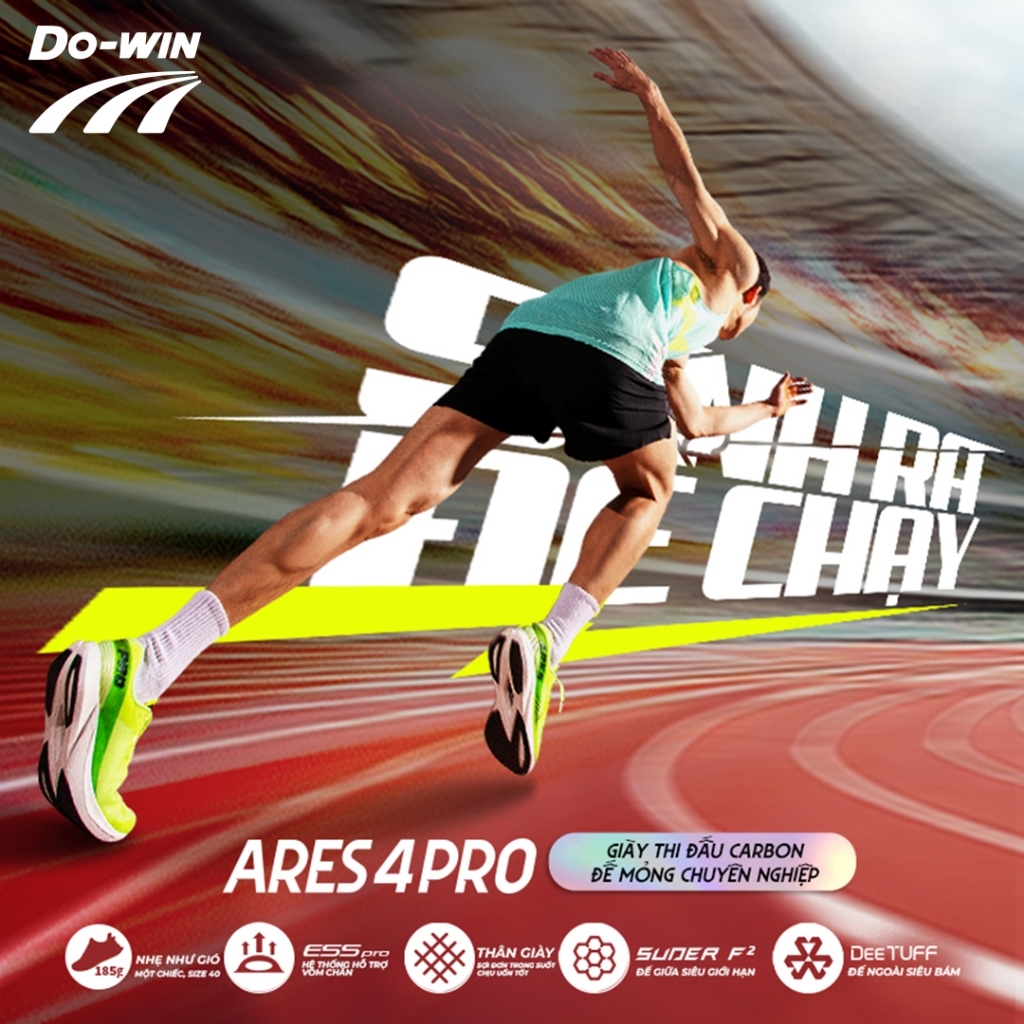 Giày Dowin Ares 4 Pro Giày thể thao chạy bộ nam nữ Đế ET Carbon cho sự ổn định, đầm chân và siêu bền