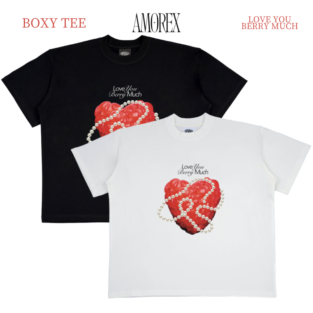 Áo Thun Unisex Amorex Love You Berry Much Chất Cotton 250gsm Cao Cấp, Form Boxy Rộng Rãi