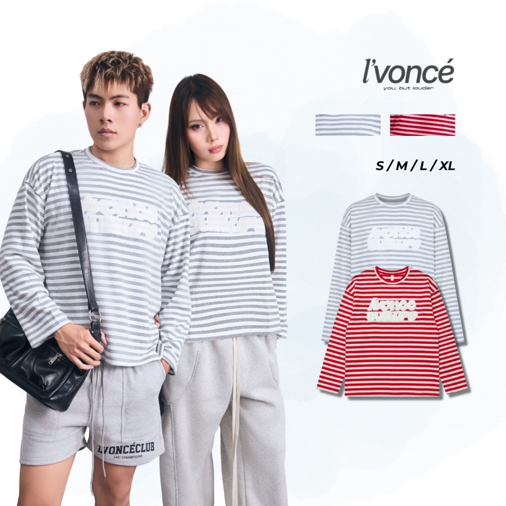 Áo Thun Dài Tay Unisex L’Voncé Sọc Nhỏ Chất Cotton Co Giãn Form Oversize Thoải Mái SD7