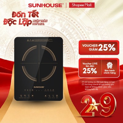 Bếp từ đơn Sunhouse SHD6803 - Công suất 2000W - Bảo hành 12 tháng - 8 chế độ nấu - Nút bấm điện tử