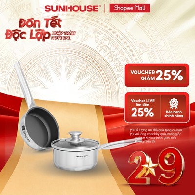 [Độc quyền Shopee] Bộ chảo quánh inox Baby Sunhouse SHG520-14 đáy từ - Đường kính 14cm - Phù hợp mọi loại bếp