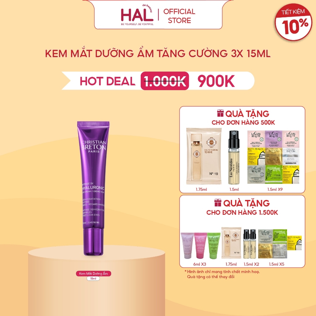 Kem Dưỡng Ẩm Mắt Tăng Cường 3X Hyaluronic Christian Breton Intense 3X Hyaluronic Eye Cream 15ml | HA
