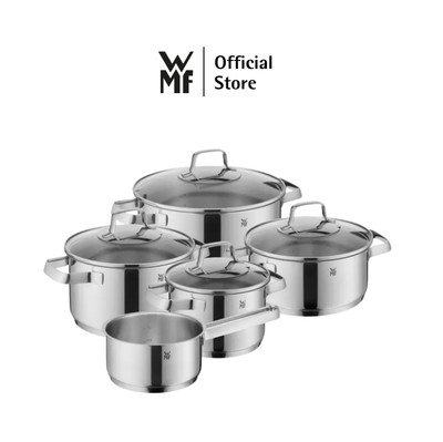 Bộ Nồi 5 món WMF Belmonte, Đáy Từ 3 lớp, Chất Liệu Thép Cromargan Size 24, 20, 20,16,16cm