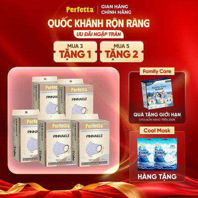 [Tặng 2 Gói Cool] - Combo 5 Hộp Khẩu Trang 5D Perfetta Pinnakle 30 Cái/Hộp Cao Cấp