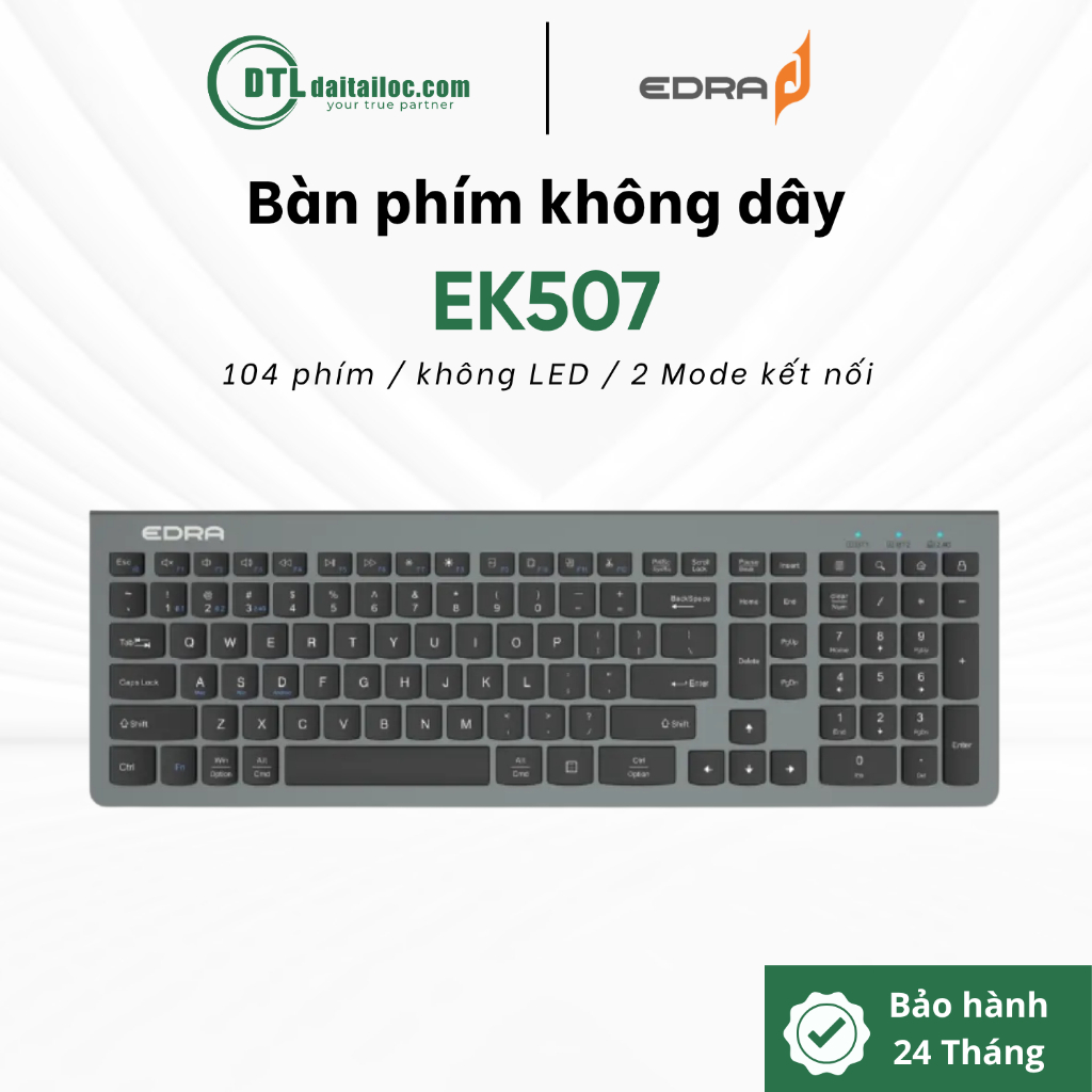 Bàn phím không dây bluetooth E-dra EK507 (Slilent) | Chính Hãng | Bảo Hành 24 Tháng