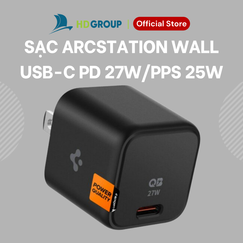 Sạc ArcStation Wall Charger (1-Port/ USB-C PD 27W/PPS 25W) Black - Không Bảo Hành