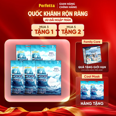 [5 Tặng 2] - Combo 5 Gói Khẩu Trang 5D Perfetta Cool Mask, Hạ Nhiệt, Mát Lạnh (7 cái/gói)