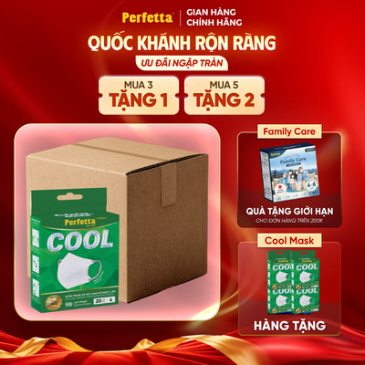 (Tặng 4 Hộp) COMBO 10 Hộp Khẩu Trang 5D Perfetta Cool Mask, Hạ Nhiệt, Mát Lạnh (20 Cái/Hộp)