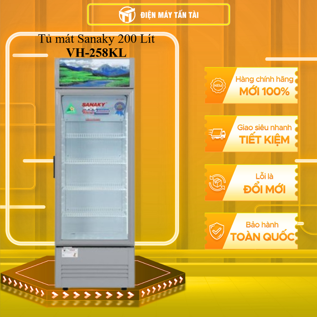 (HCM) - VH-258KL - Tủ mát Sanaky 200 Lít (không inverter) VH-258KL - DÀN NHÔM
