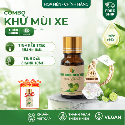 Combo tinh dầu Chanh nguyên chất - Hoa Nén - Thanh lọc không khí Chai treo + 10ml