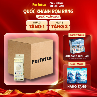 (Tặng 4 Gói Cool) - Thùng 200 Cái Khẩu Trang Perfetta KF94 - Đệm Mút Êm Ái, 3 Lớp Mềm Mại, Đóng Gói Từng Cái