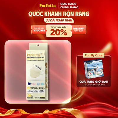 Khẩu Trang Perfetta KF94 20 Cái/Hộp - Đệm Mút Êm Ái, 3 Lớp Mềm Mại, Đóng Gói Từng Cái