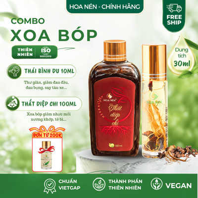 Combo xoa bóp, giảm đau đầu, say tàu xe - Hoa Nén - Thất Diệp Chi 100ml và Thái Bình Du 10ml