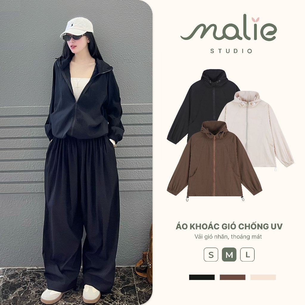 Áo Khoác Gió Chống UV Nam Nữ 1 lớp Malie Studio, Vải Gió Nhăn Chống Nắng, Chống Gió 2025 Chất Vải Th