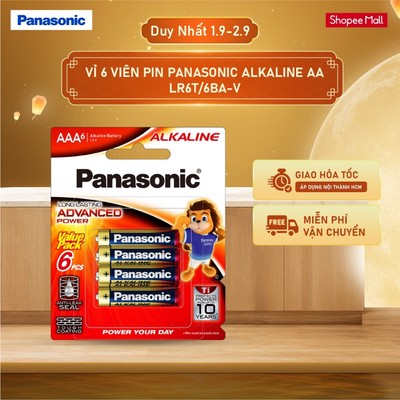 Vỉ 6 viên Pin Panasonic Alkaline AA LR6T/6BA-V – Hàng Chính Hãng