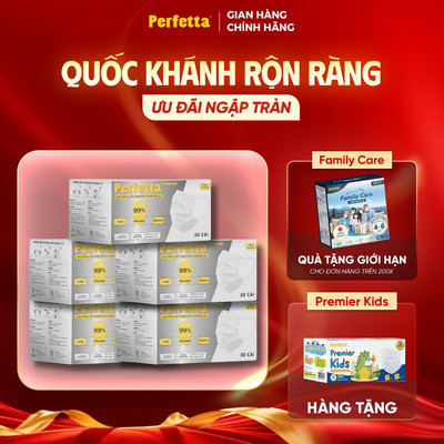 [Tặng 1 Hộp Trẻ Em] - Combo 5 Hộp Khẩu Trang Y Tế Perfetta Moderate 50 Cái/Hộp - 3 Lớp Siêu Mịn