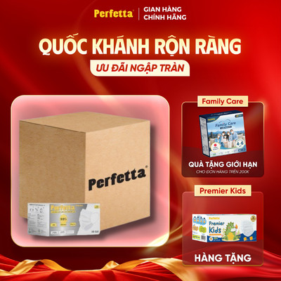 [Tặng 1 Hộp Trẻ Em] - Thùng 500 Cái Khẩu Trang Perfetta Moderate 50 Cái/Hộp - 3 Lớp Siêu Mềm Mịn