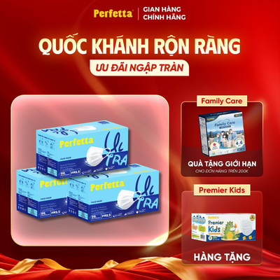 [Tặng 1 Hộp Trẻ Em] - Combo 3 Hộp Khẩu Trang Y Tế Perfetta Ultra 4 Lớp Ngăn Bụi PM2.5