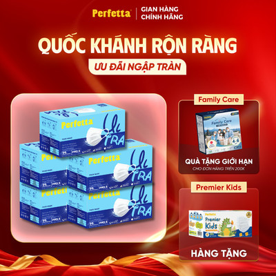 [Tặng 1 Hộp Trẻ Em] - Combo 5 Hộp Khẩu Trang Y Tế Perfetta Ultra 4 Lớp Ngăn Bụi Pm2.5