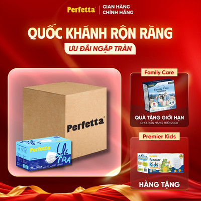 [Tặng 1 Hộp Trẻ Em] - Thùng 350 Cái Khẩu Trang Y Tế Perfetta Ultra 4 Lớp Ngăn Bụi Pm2.5