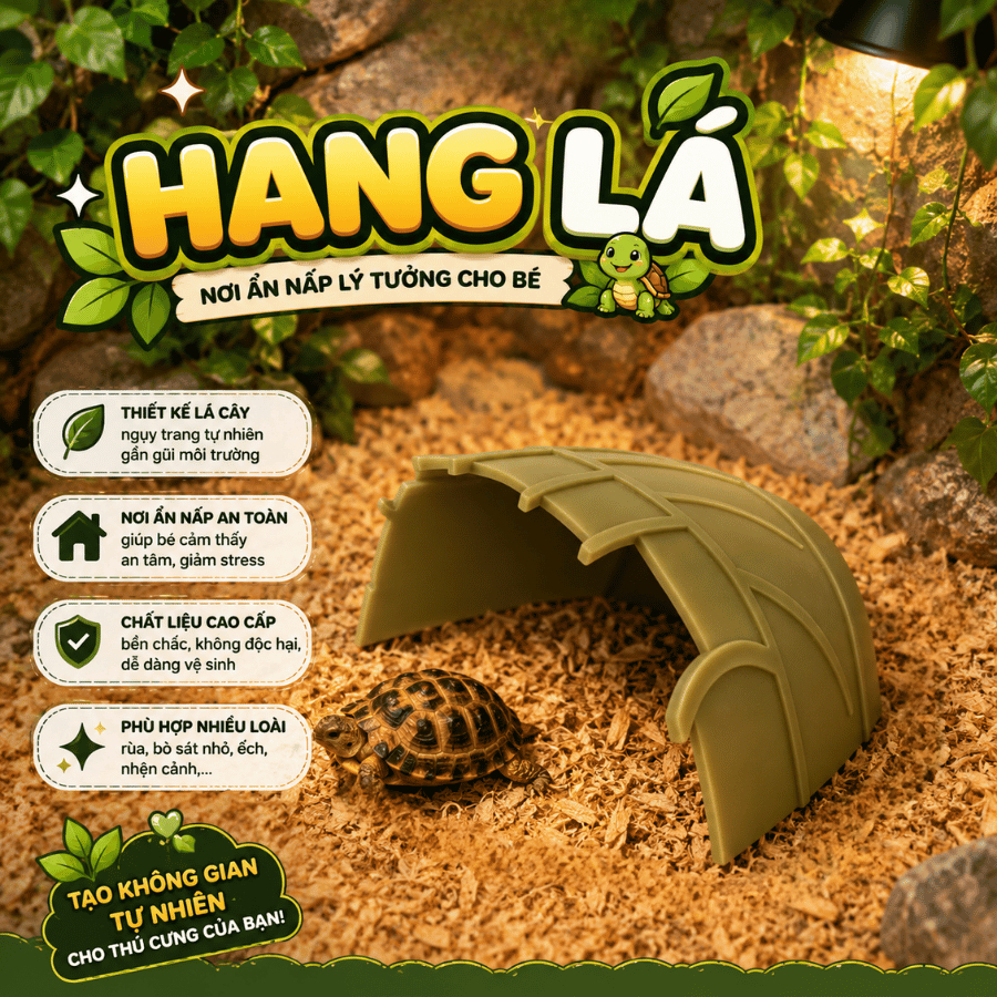 Hang Trú Lá Trú Ẩn & Phơi Nắng Cho Bò Sát  - Decor Chuồng Thú Cưng, Iguana, Gecko, Rồng Úc, Rùa Baby