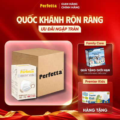 Nữa Thùng 400 Cái Khẩu Trang Y Tế Perfetta Premium 3 Lớp Có 2 Thanh Nẹp Mềm Mại, Ngăn Bụi Mịn PM2.5