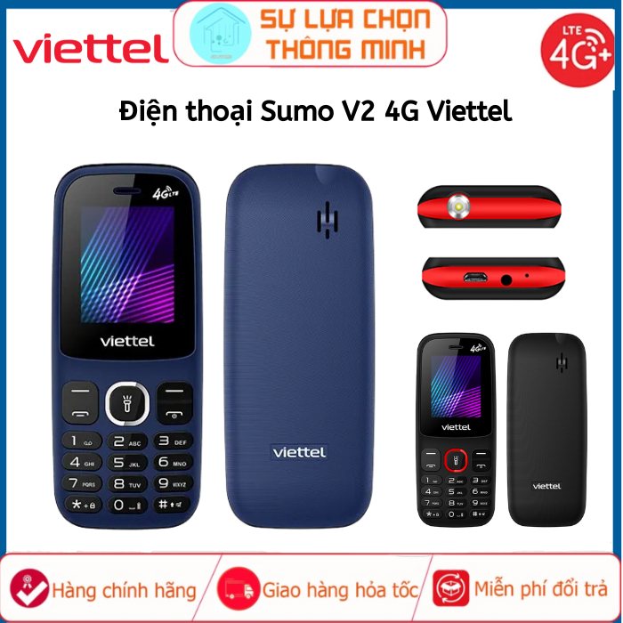 Điện Thoại Viettel Sumo V2 4G Pin Khỏe, 2 Sim 2 Sóng -Điện Thoại Viettel 4G Chính Hãng Bảo Hành 1Năm