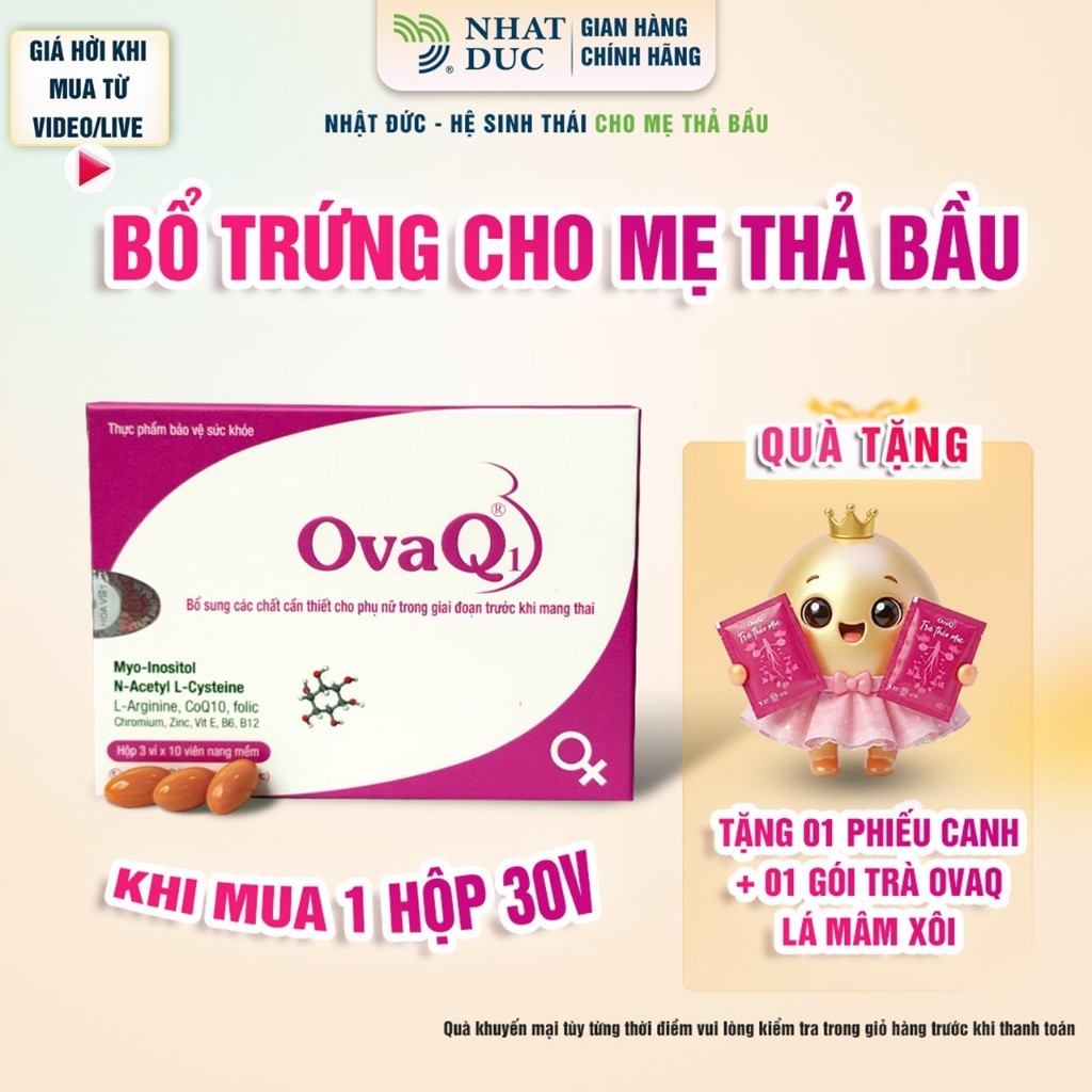 OvaQ1 Bổ Sung Myo Inositol Acid Folic CoQ10 Cho Phụ Nữ Chuẩn Bị Mang Thai Hộp 30 Viên 60 Viên