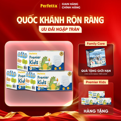 (3 Tặng 3) - Combo 3 Hộp Khẩu Trang Y Tế Perfetta Premier Cho Trẻ Em (30 cái/hộp)