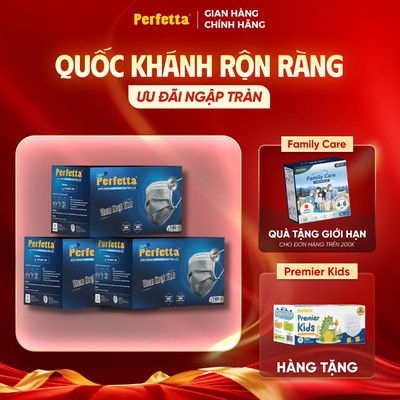 [Tặng 1 Hộp Trẻ Em] - Combo 3 Hộp Khẩu Trang Y Tế Perfetta Carbon 4 Lớp Than Hoạt Tính (120 Cái)