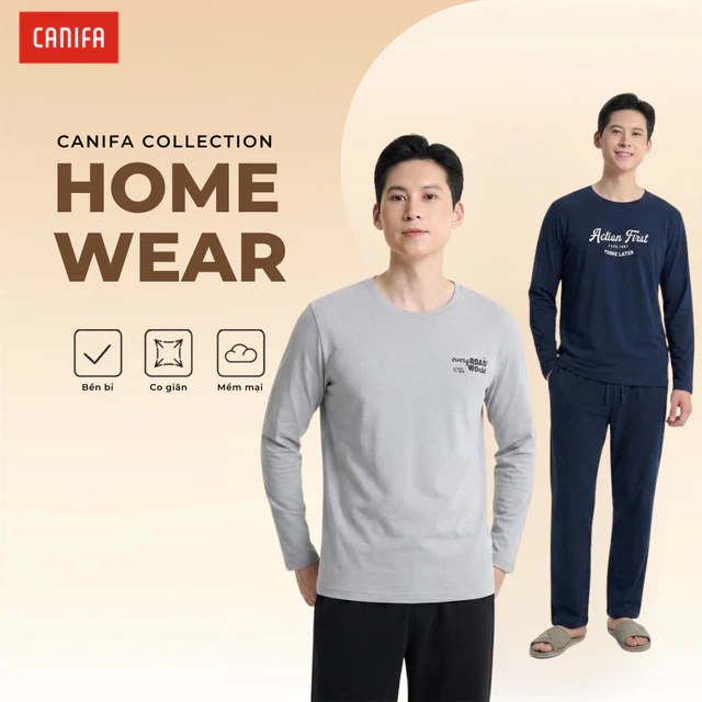 Bộ quần áo nam CANIFA mặc nhà dài tay quần dài 8LS26W003
