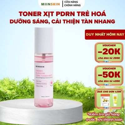Toner xịt khoáng PDRN cấp ẩm phục hồi da chống lão hóa Miinskin Cherry Blossom PDRN Toner Mist 100ml