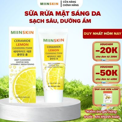 Sữa rửa mặt sạch sâu lỗ chân lông sáng da Miinskin Ceramide Lemon Cleansing Foam 100ml