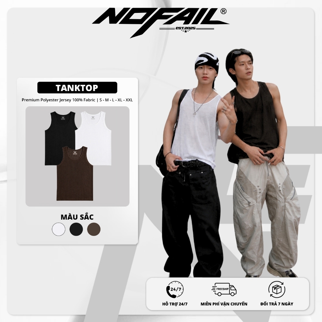 Áo Ba Lỗ Nam Slimfit NOFAIL – Áo Tank Top Đi Tập Gym, Đi Chơi Chất Cotton Lưới Co Giãn - LA1