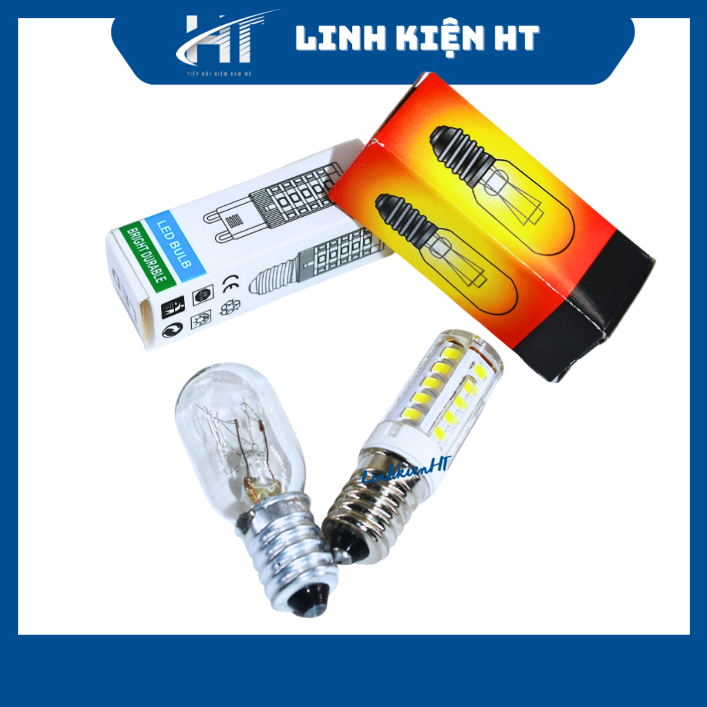 Bóng đèn tủ lạnh E14 15W Bóng đèn chân xoáy E14 220V dùng cho tủ lạnh,..- Linh kiện HT