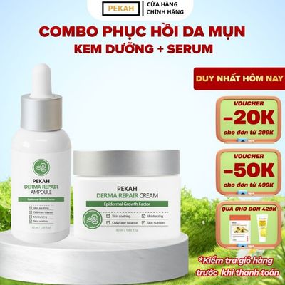 COMBO SERUM phục hồi da PEKAH Derma Repair Ampoule 50ml & KEM DƯỠNG phục hồi da PEKAH Derma Repair Cream 50ml