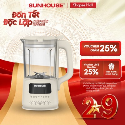 Máy Làm Sữa Hạt Đa Năng Sunhouse SHD5261 – Dung Tích 1L - Độc lập 2 tính năng xay-nấu - 8 Chế Độ - Chống Trào Tuyệt Đối
